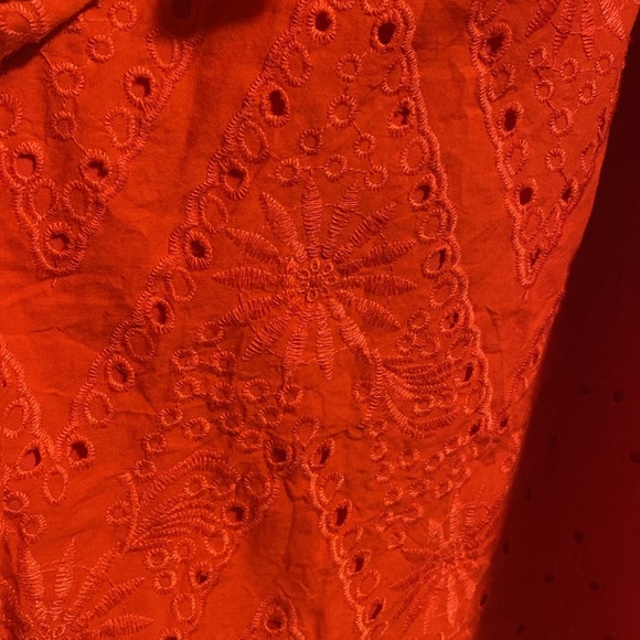 River Island Vibrant Orange Eyelet Lace Dress - bell Sleeves - UK12/EU38 - Picture 6 of 8